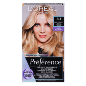 L'Oreal Paris Preference Hair Dye, Long Lasting, Luminous Permanent Hair Colour, 8.1 Light Ash Blonde