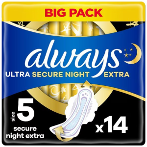 Always Ultra Sanitary Towels Secure Night Extra Size 5 14CT