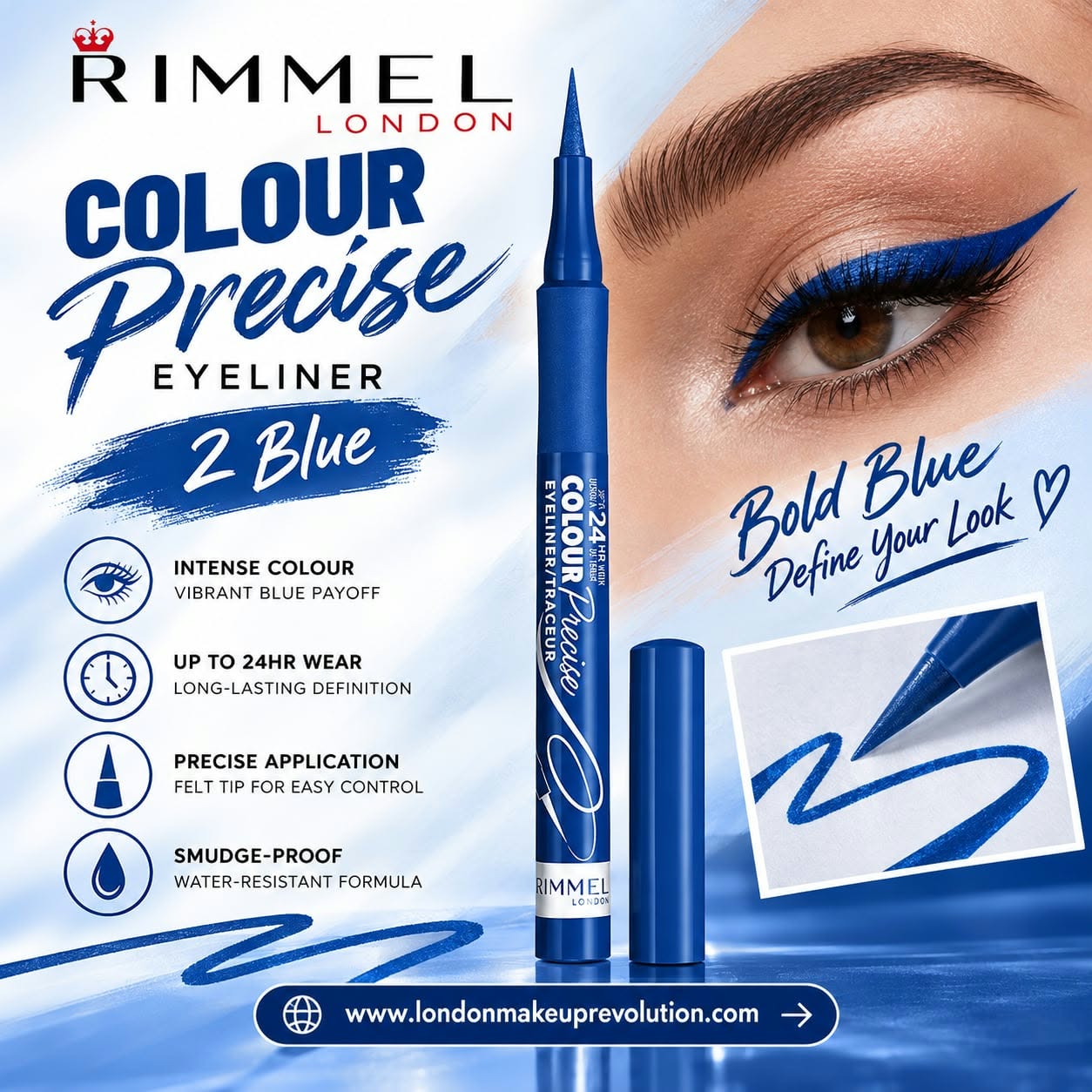 Rimmel 24h Colour Precise Eyeliner - 002 BLUE