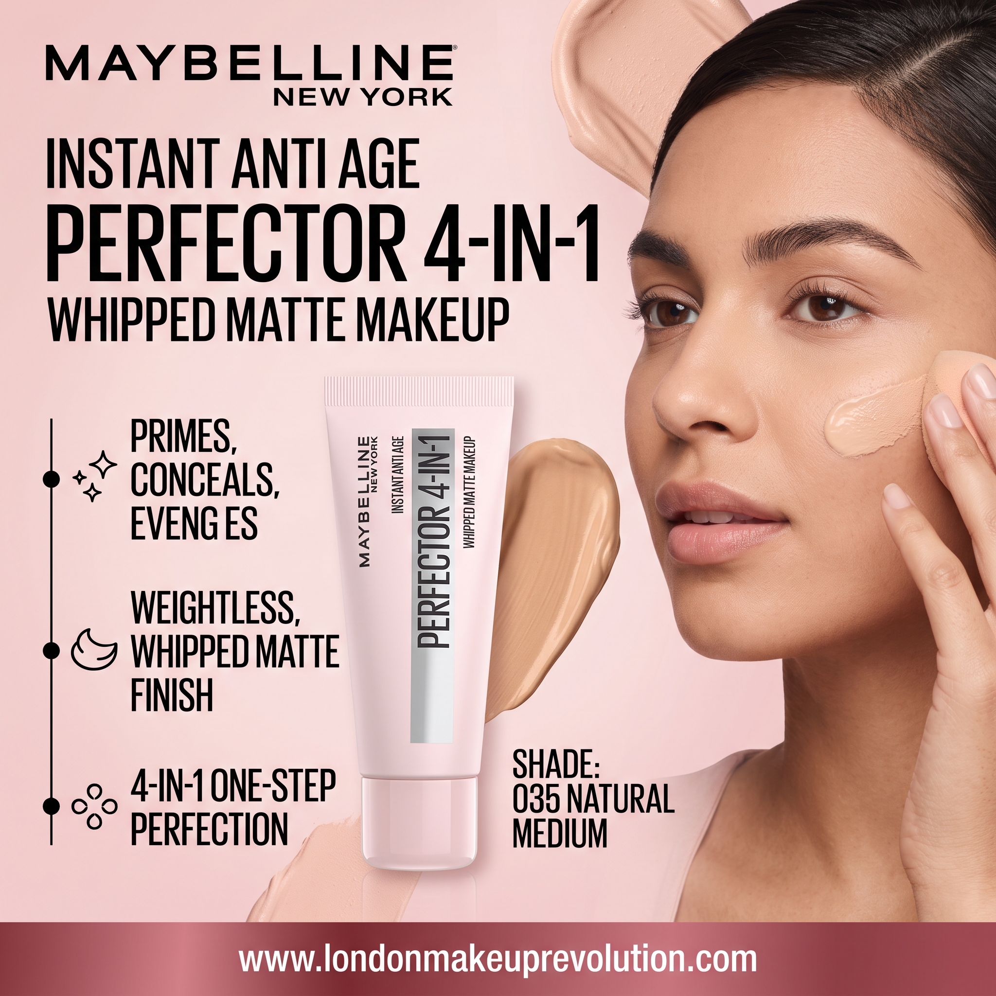 Maybelline Instant Age Rewind Instant Perfector 4 In 1 Matte Foundation 035 Natural Medium