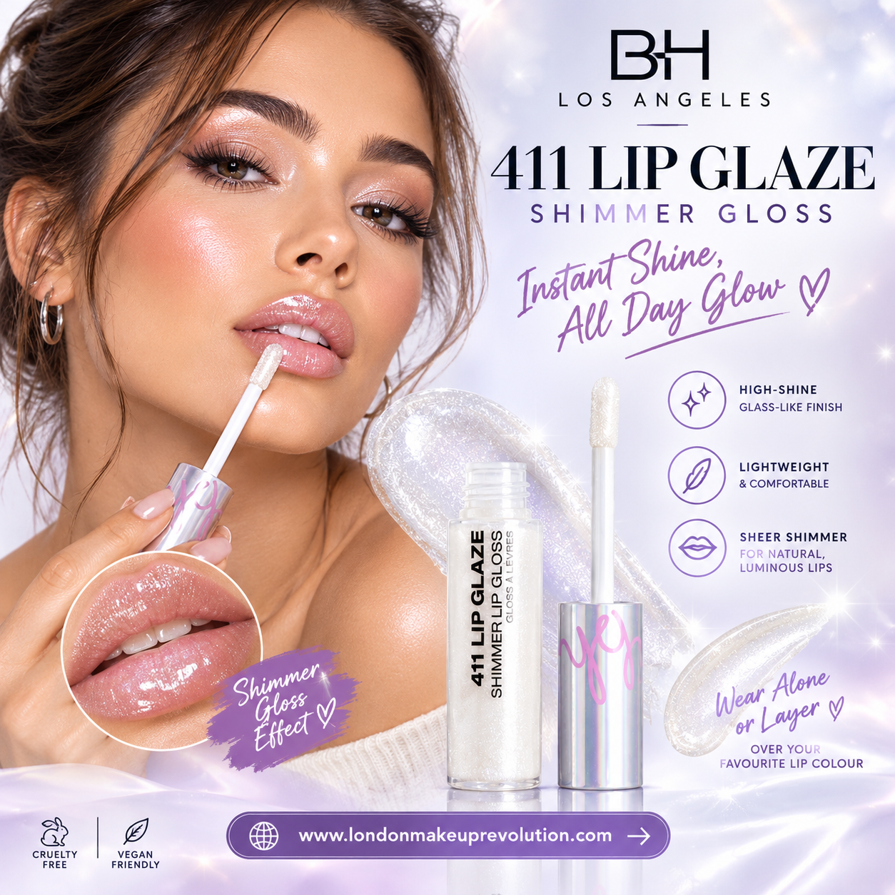 Bh Los Angeles 411 Lip Glaze Shimmer Gloss Papped