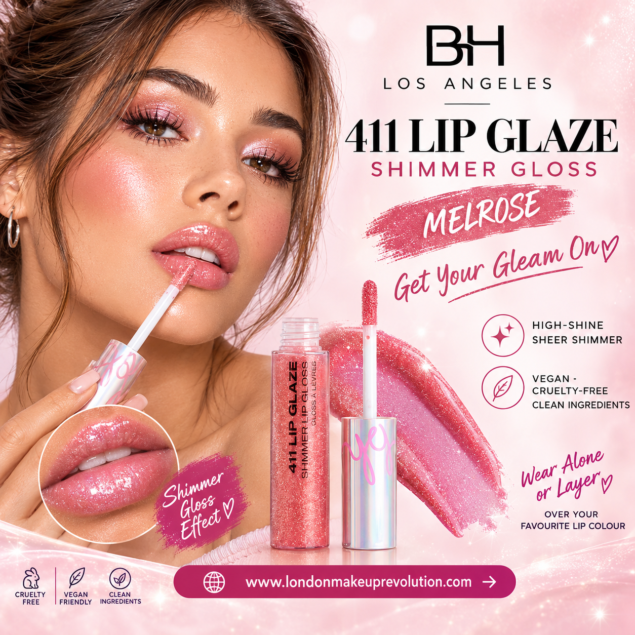 Bh Los Angeles 411 Lip Glaze Shimmer Gloss Melrose