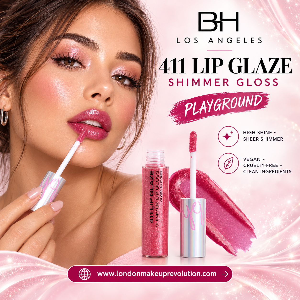 Bh Los Angeles 411 Lip Glaze Shimmer Gloss Playground